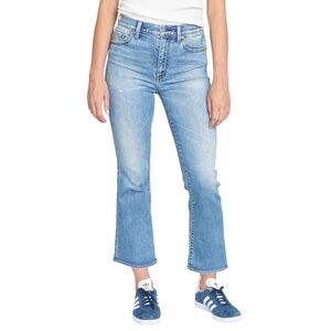 DAZE Shy Girl Crop Flare Jeans PDA Light Wash Raw Hem Size 28